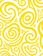 Bright Yellow Swirls Abstract Art Rug