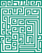 Teal Maze Geometric Labyrinth Rug