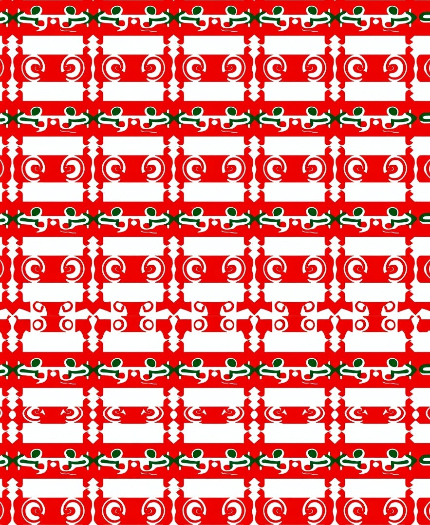 Bold Red White Geometric Swirls Rug