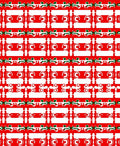 Bold Red White Geometric Swirls Rug