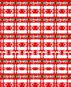 Bold Red White Geometric Swirls Rug