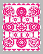 Vibrant Pink Floral Medallion Arrangement Rug