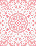 Sweet Pink Floral Scroll Medallion Rug