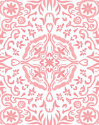 Sweet Pink Floral Scroll Medallion Rug