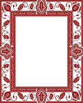 Crimson Red Floral Leaf Border Rug