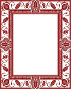 Crimson Red Floral Leaf Border Rug