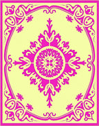 Bright Yellow Pink Floral Medallion Accent Rug