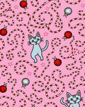 Playful Pink Kitten Candy Cane Ornament Rug