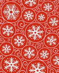 Crimson White Snowflake Circles Rug