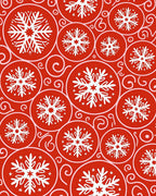 Crimson White Snowflake Circles Rug