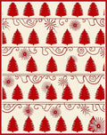 Red Pine Tree Holiday Border Rug