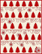 Red Pine Tree Holiday Border Rug