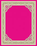 Vivid Magenta Geometric Medallion Border Rug