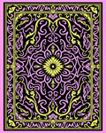 Pink Yellow Black Floral Medallion Rug