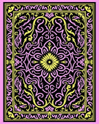 Pink Yellow Black Floral Medallion Rug