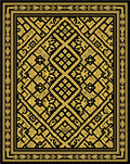 Geometric Black Gold Diamond Medallion Rug