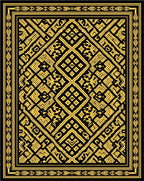 Geometric Black Gold Diamond Medallion Rug