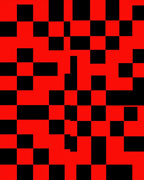 Crimson Black Checkerboard Fragment Rug