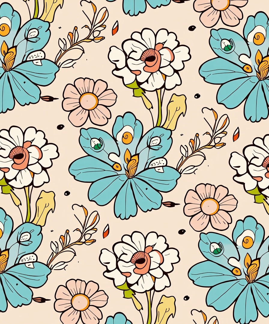 Pastel Daisy Floral Illustration Rug