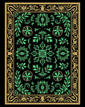 Ornate Black Gold Green Floral Rug