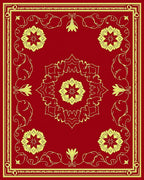 Crimson Yellow Floral Medallion Border Rug