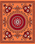 Vibrant Orange Red Floral Medallion Rug