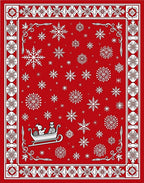 Red Snowflake Sleigh Ride Rug