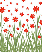 Red Blossoms Garden Scene Rug