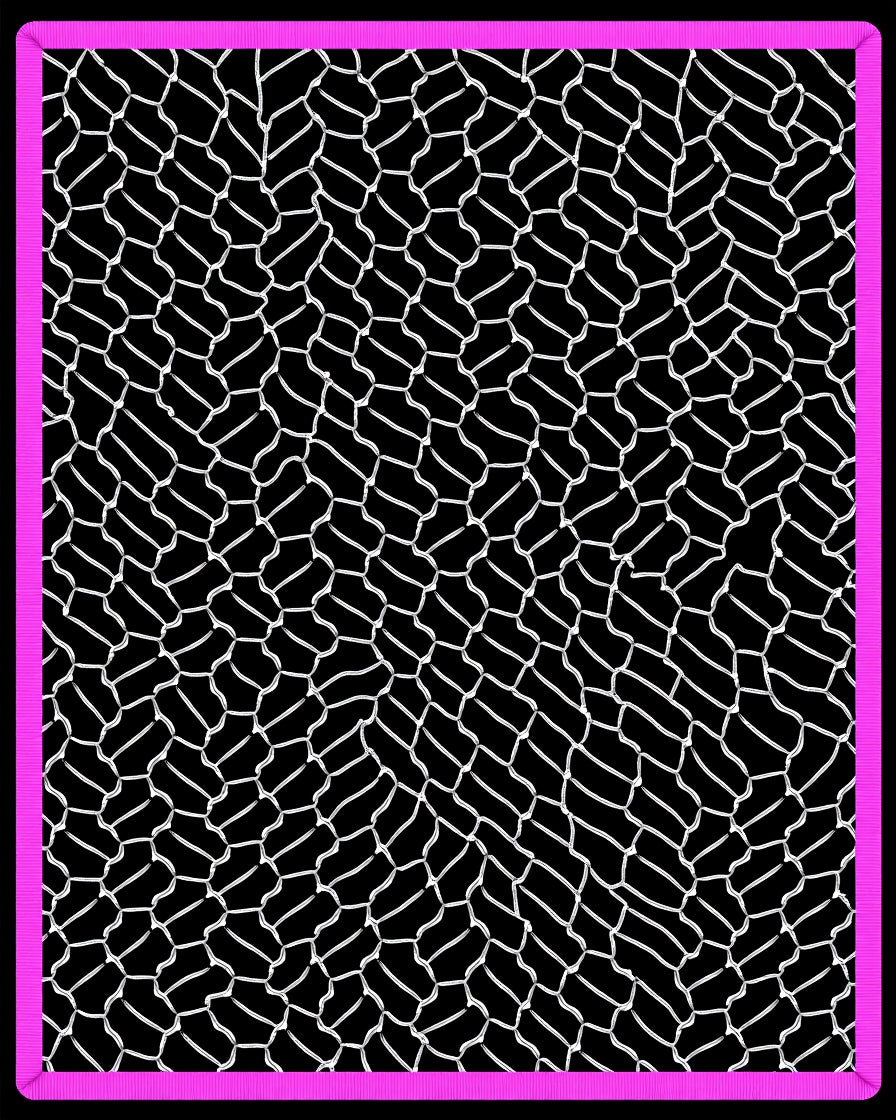 Pink Geometric Overlay Leather Rug