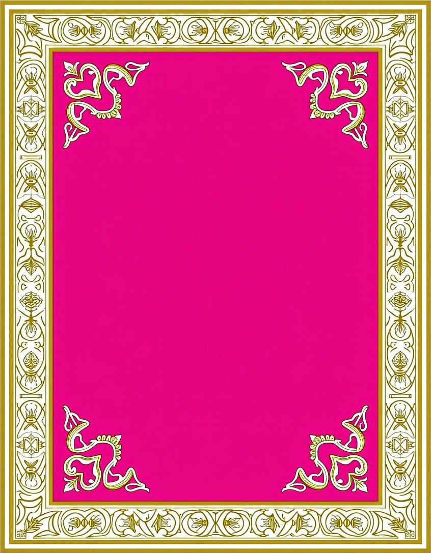 Vibrant Magenta Floral Border Rug