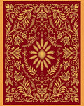 Regal Crimson Golden Floral Scroll Rug