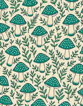 Teal Mushroom Leafy Woods Background Rug