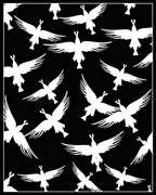 Black White Abstract Flying Birds Rug