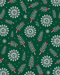 Green Winter Snowflake Branch Arrangement Rug