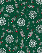 Green Winter Snowflake Branch Arrangement Rug