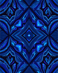 Deep Sapphire Geometric Crystal Blossom Rug