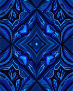 Deep Sapphire Geometric Crystal Blossom Rug