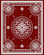 Deep Red Medallion Floral Borders Rug