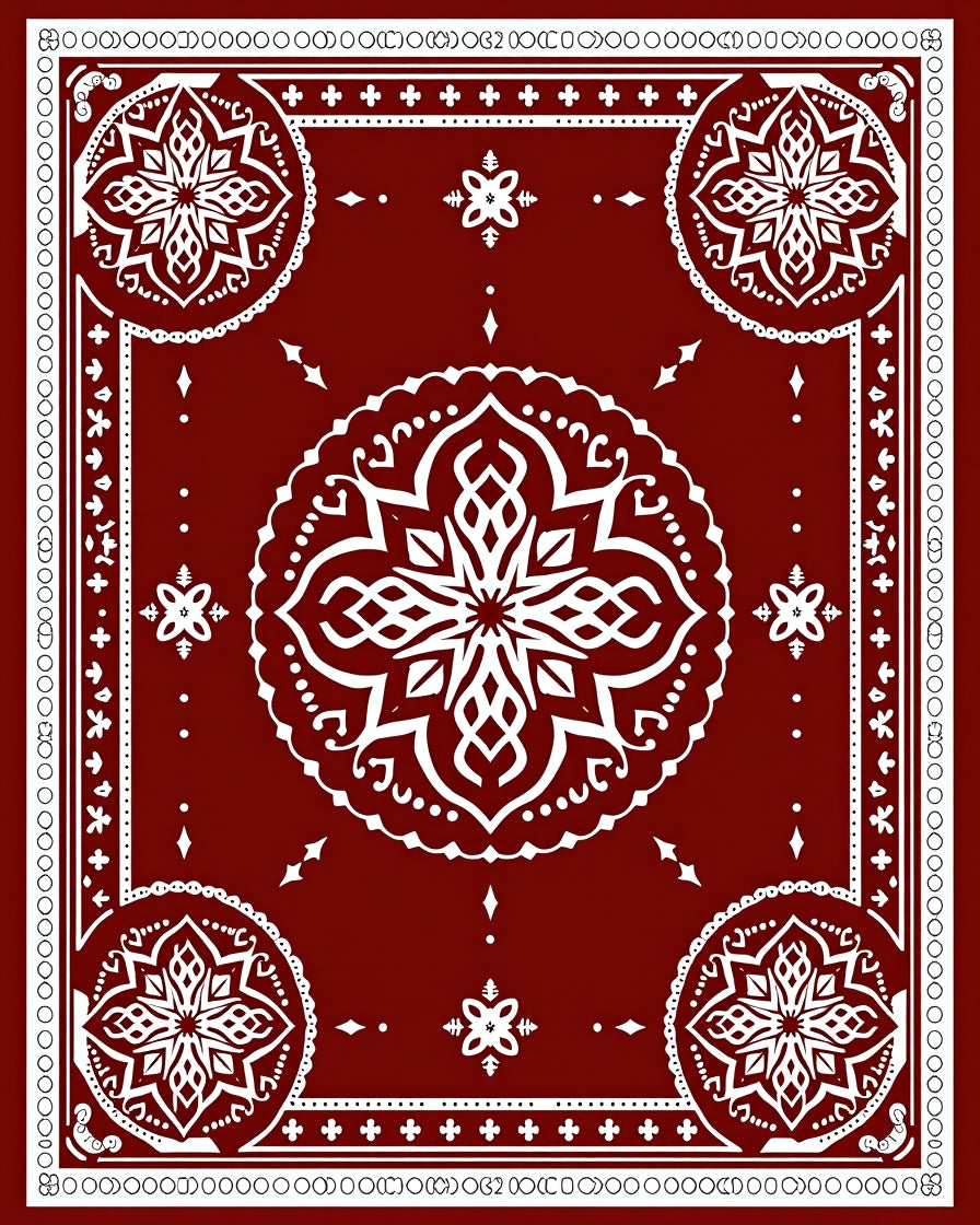 Deep Red Medallion Floral Borders Rug