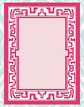 Crimson Geometric Maze Border Rug