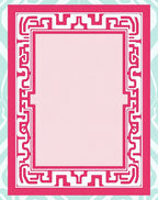 Crimson Geometric Maze Border Rug