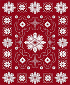 Crimson Snowflake Medallion Border Rug