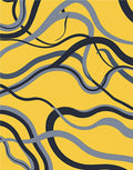 Modern Yellow Gray Swirl Stripes Rug