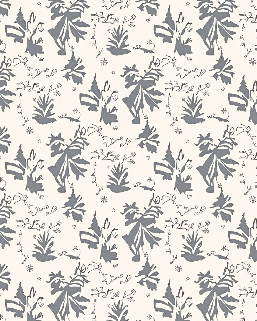 Charcoal Floral Sketch Garden Rug