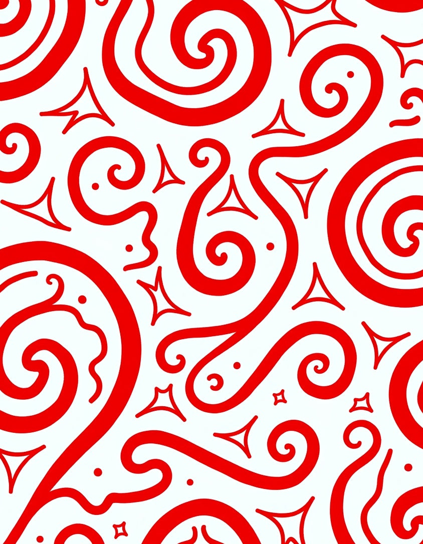 Crimson Swirls and Stars Overlay Rug