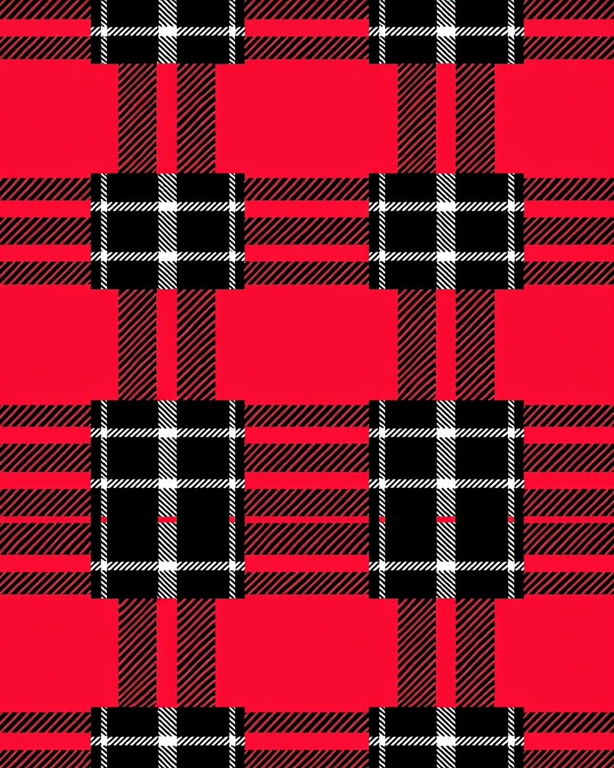 Bold Red Black Plaid Squares Rug