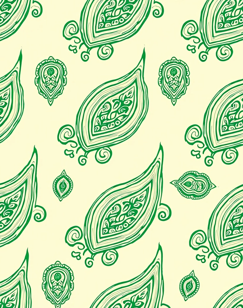 Luminous Green Paisley Medallion Rug