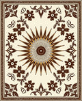 Cream and Brown Floral Sunburst Rug