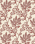 Deep Red Botanical Vine Scroll Rug