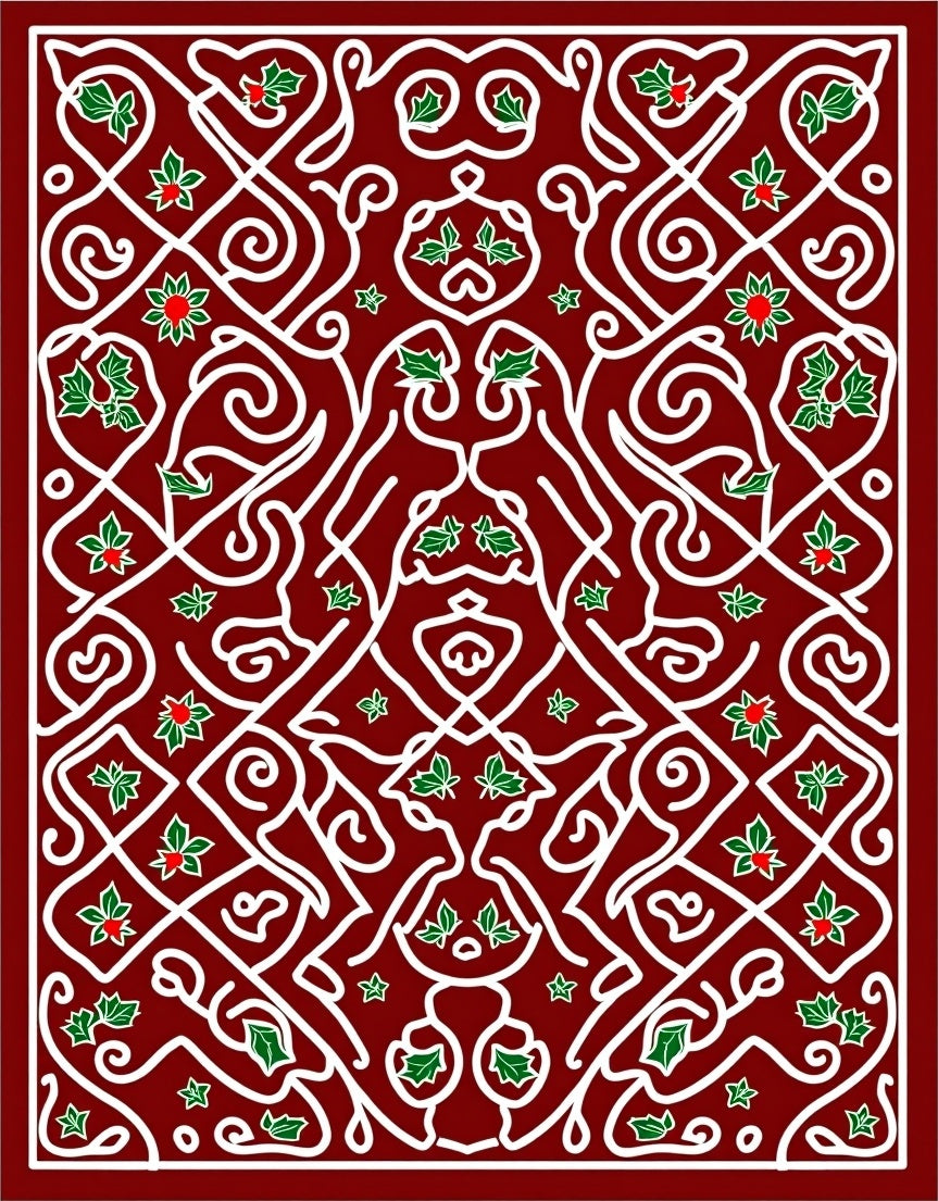 Crimson Holly Swirl Medallion Rug